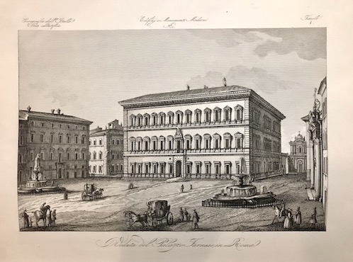 Anonimo Veduta del Palazzo Farnese in Roma 1845 Firenze 